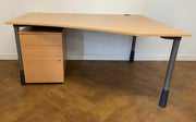 Used Kinnarps Beech Laminate Corner Desk & Beech Pedestal