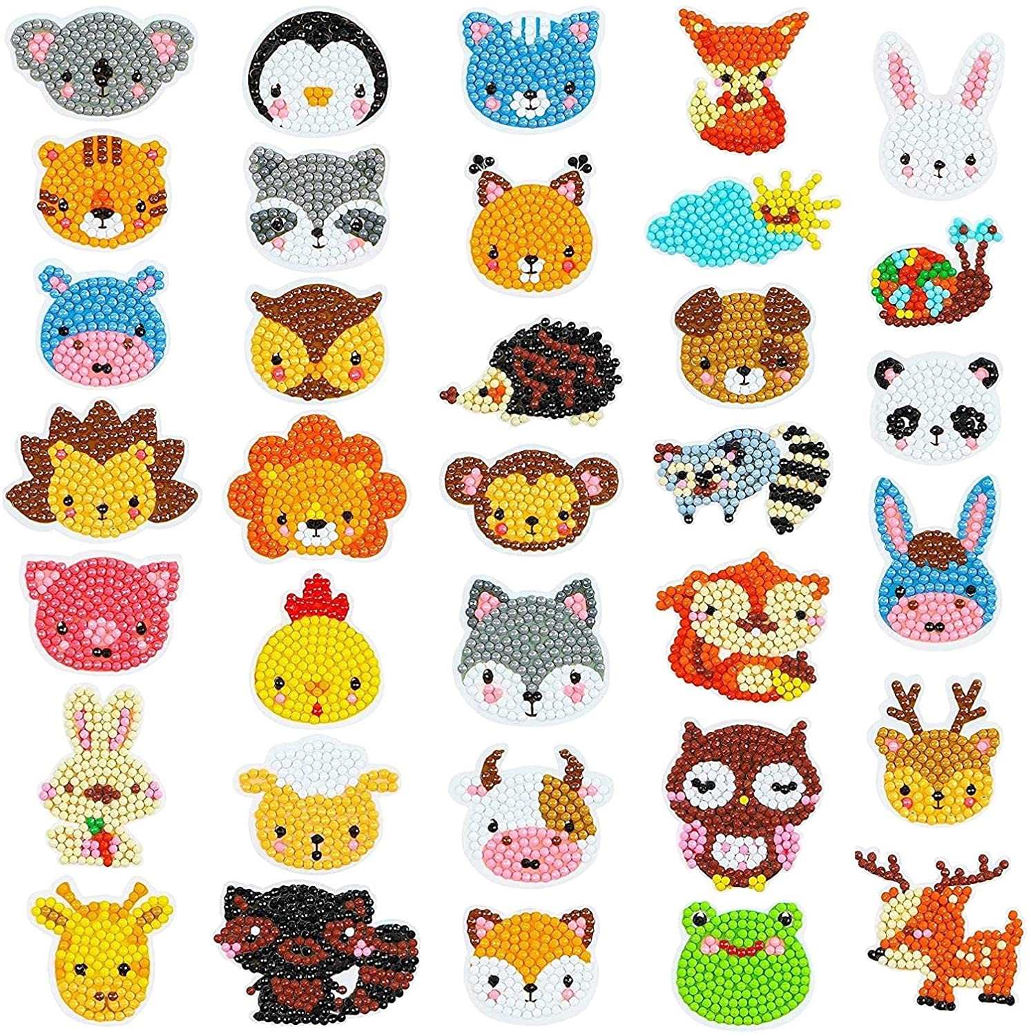 Easy for Beginners Cute Animals Handmade Digital DIY Arts Craft Mosaic Stickers Georgie Porgy 36pcs 5D Diamond Painting Kits for Kids 