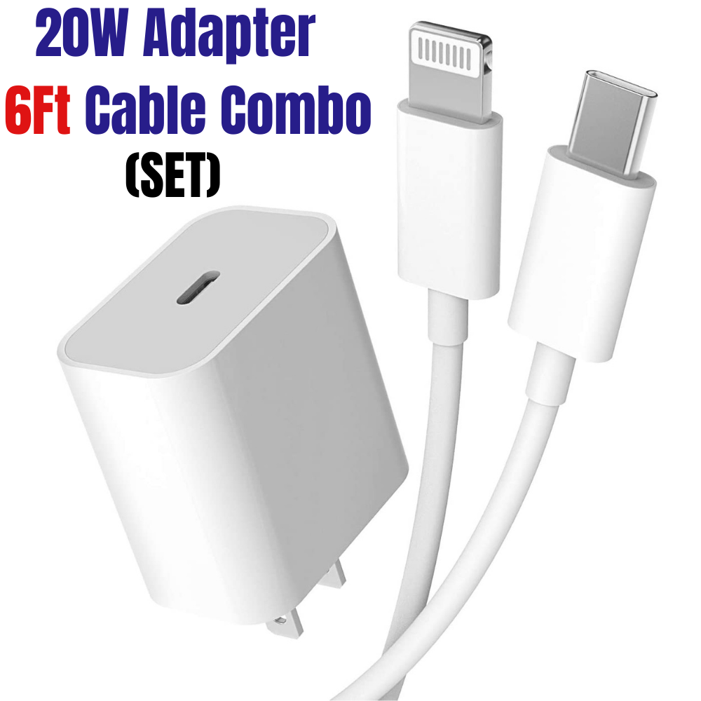 Set Apple iPad iPhone 20W USB-C Power Adapter Charger + 6 KenDoTronics