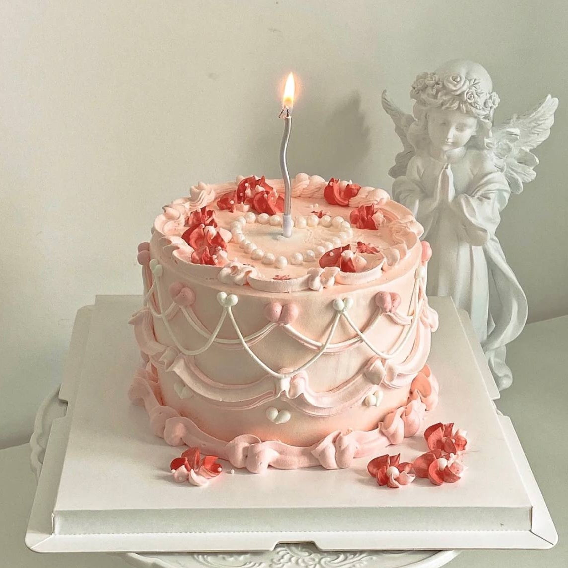Love Vintage Anniversary Korean Pink Cake – Blissful Moon Bakery
