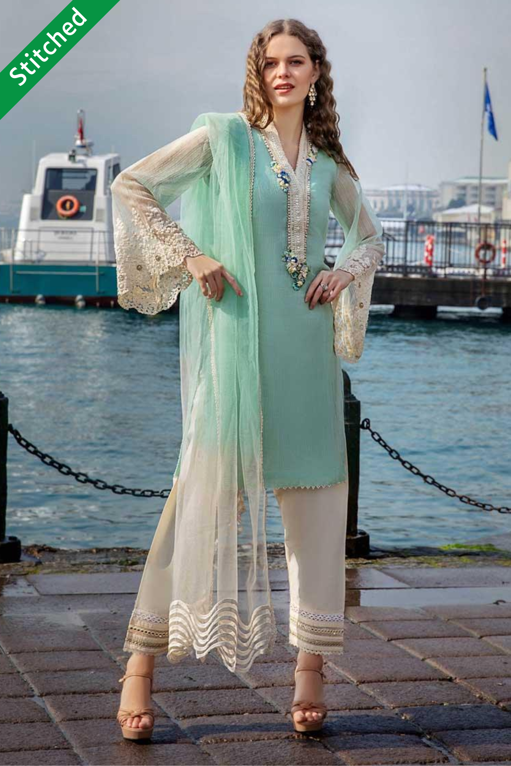 Buy Readymade Turquoise Suit for Ladies Online in UAE | SALWAR MAHAL
