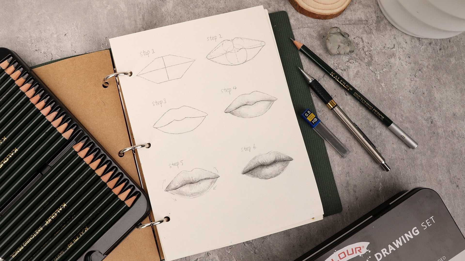 How to draw Lips by pencil step by step 