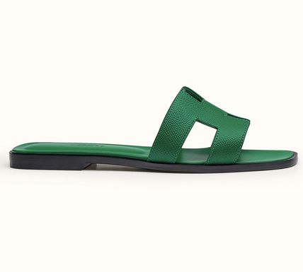 green hermes sandals