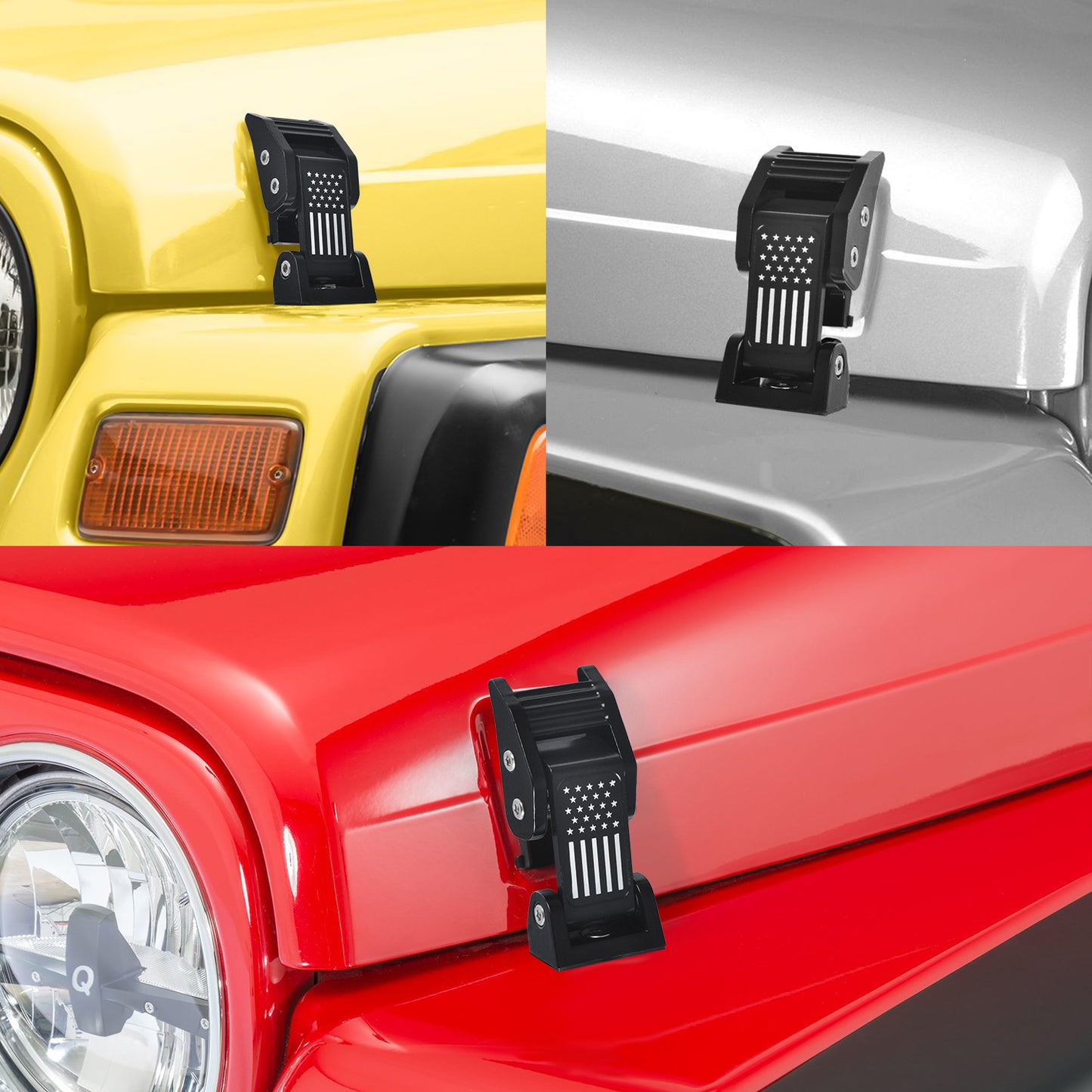Aluminum Hood Latches Catch Kit for 1997-2006 Jeep Wrangler TJ