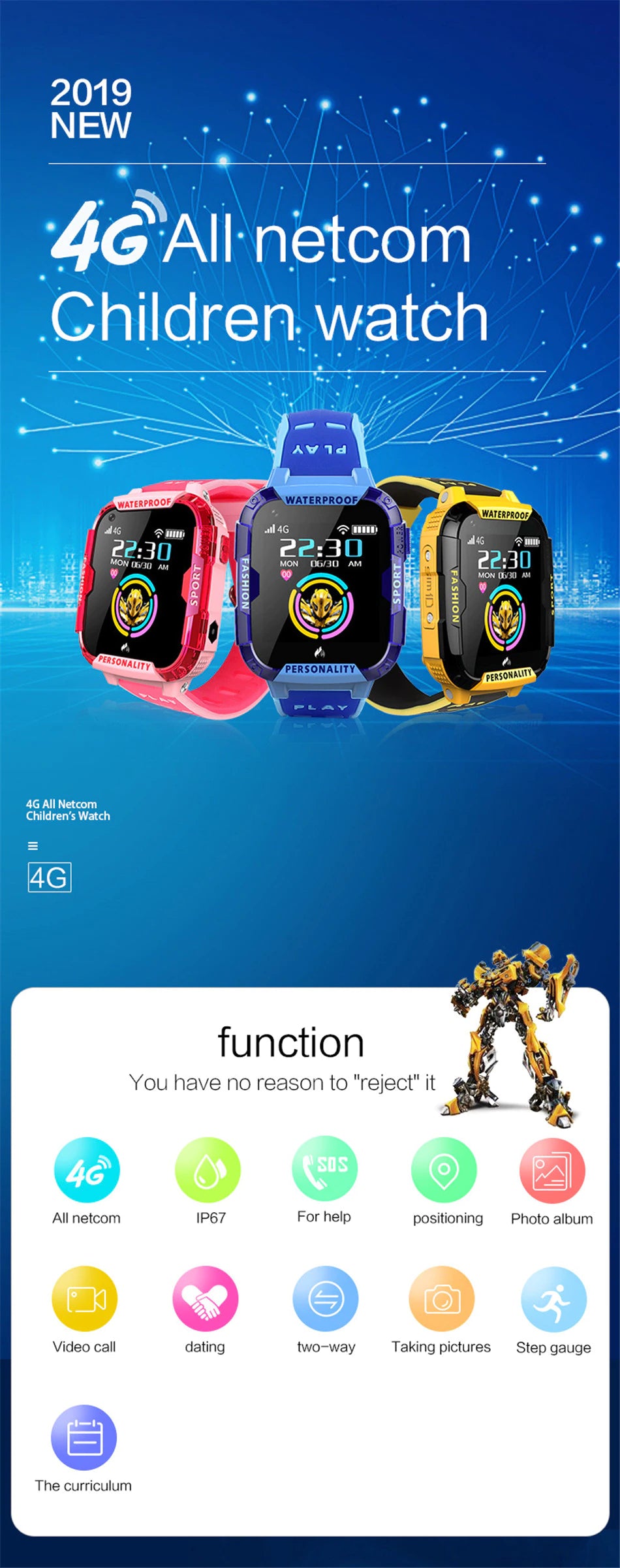 GPS Wifi SOS 4G Smart Watch Kids IP67