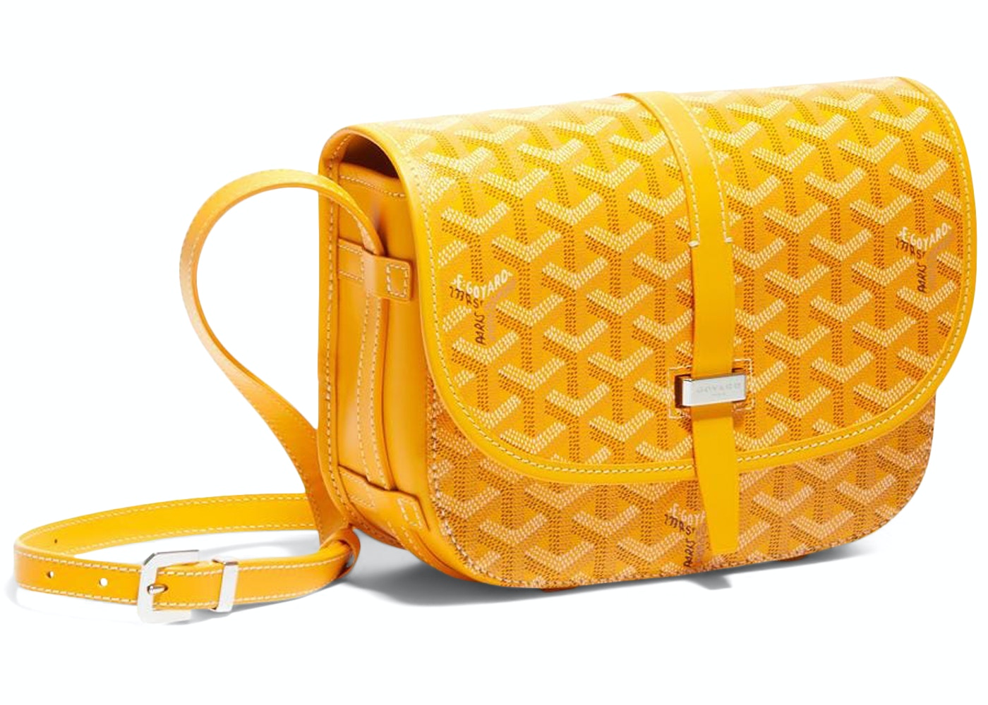 Goyard Yellow Chevron Coated Canvas & Calfskin Belvedere II MM Shoulde