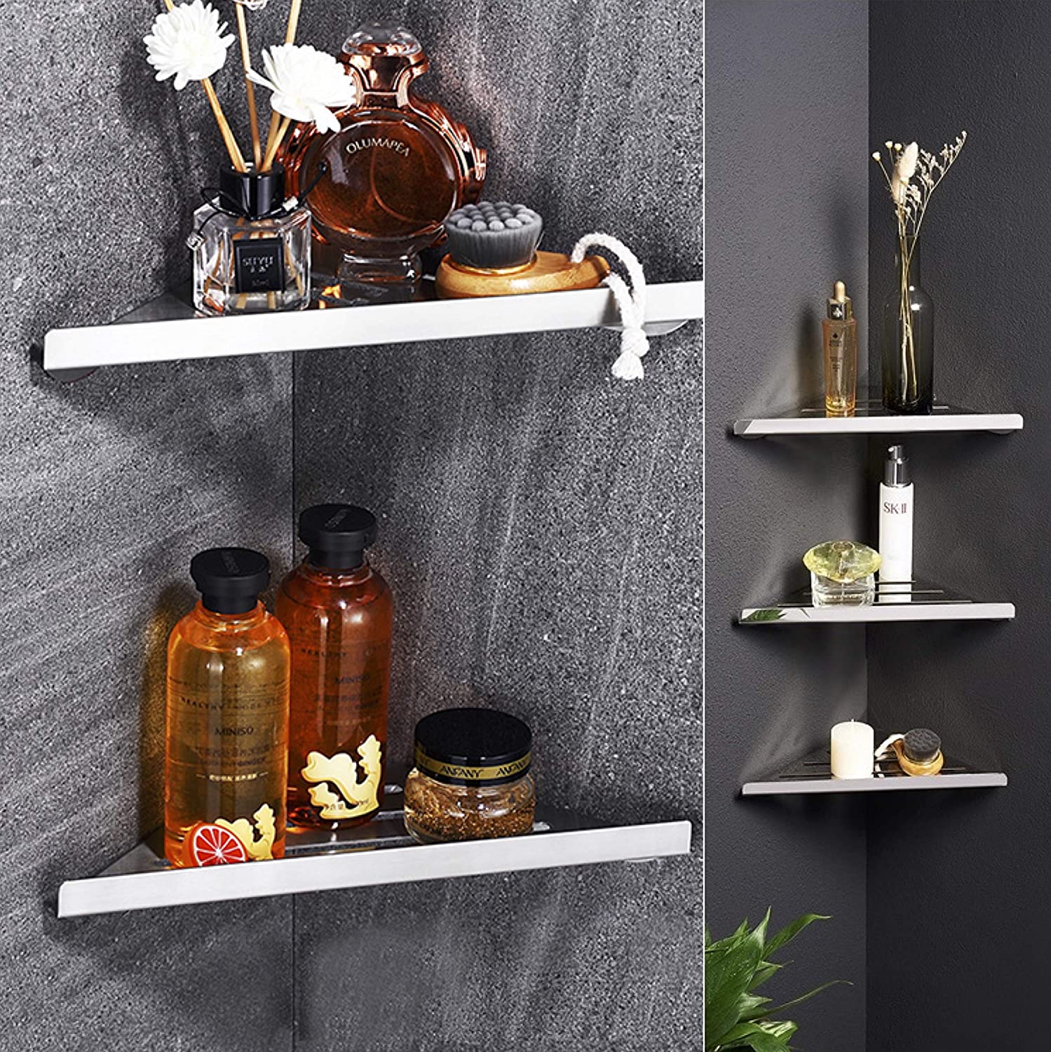 chrome bathroom corner shelf