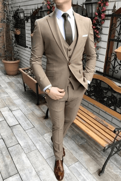 Incesante solidaridad Espectáculo Men Suits Brown 3 Piece Slim Fit Men Stylish Suit Groom Wedding Suit M–  SAINLY