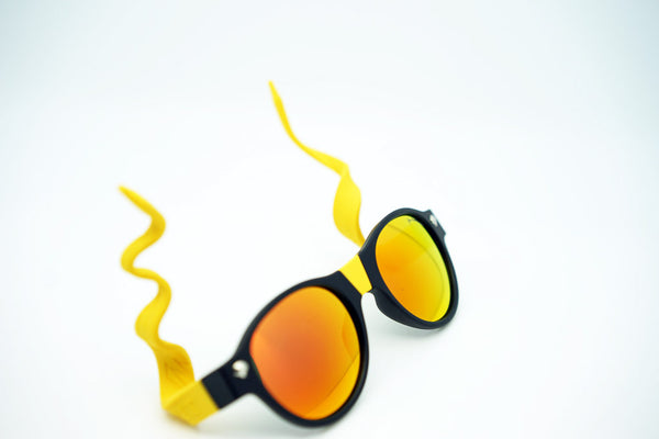 pair of beandit sunglasses with yellow arms