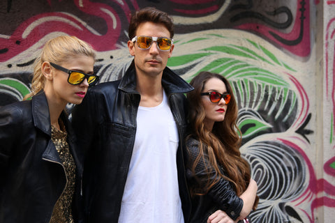 Three models wearing Baendit sunglasses