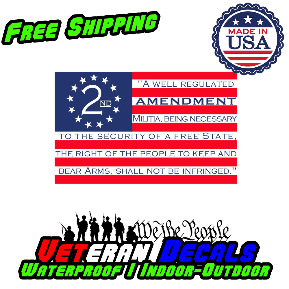 2nd Amendment Gun Rights USA American Flag Vinyl Decal USA Car Back Window US027 