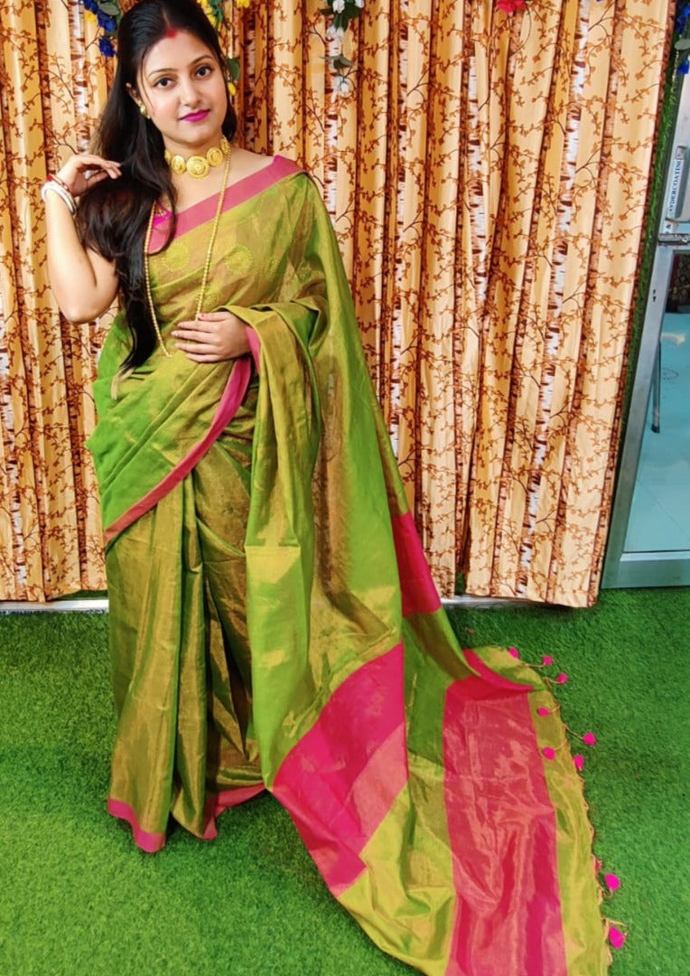 Bengal Tissue Khadi Saree – Monamaar