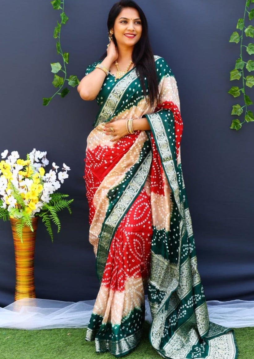 Designer Bandhani Saree – Monamaar