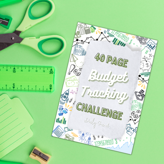 Cover page for "40 Page Budget Tracking Challenge"