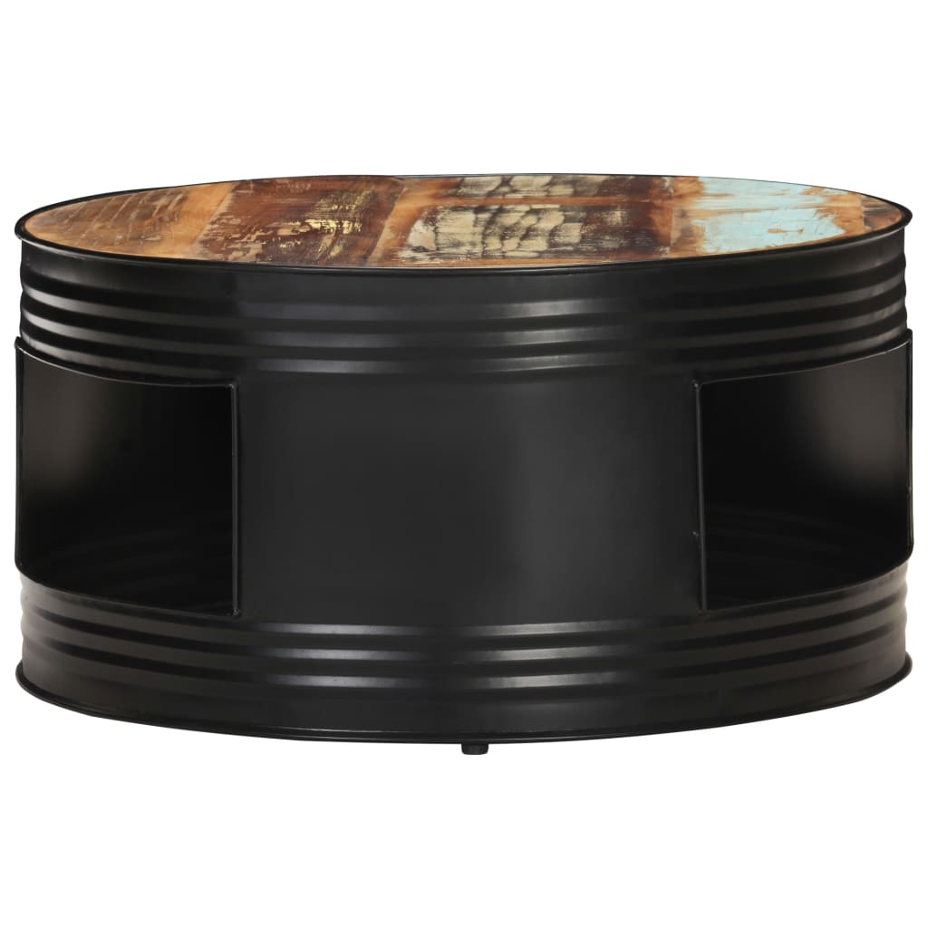 Coffee Table Black 26.8"x26.8"x14.2" Solid Reclaimed Wood