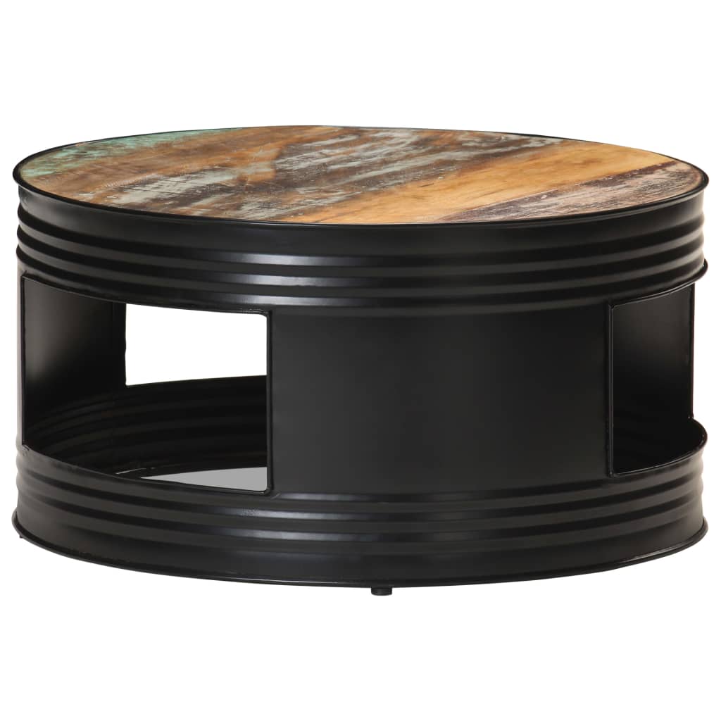 Coffee Table Black 26.8"x26.8"x14.2" Solid Reclaimed Wood