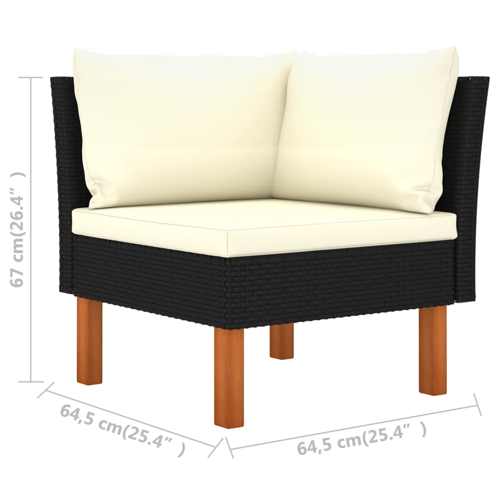12 Piece Patio Lounge Set with Cushions Poly Rattan Black