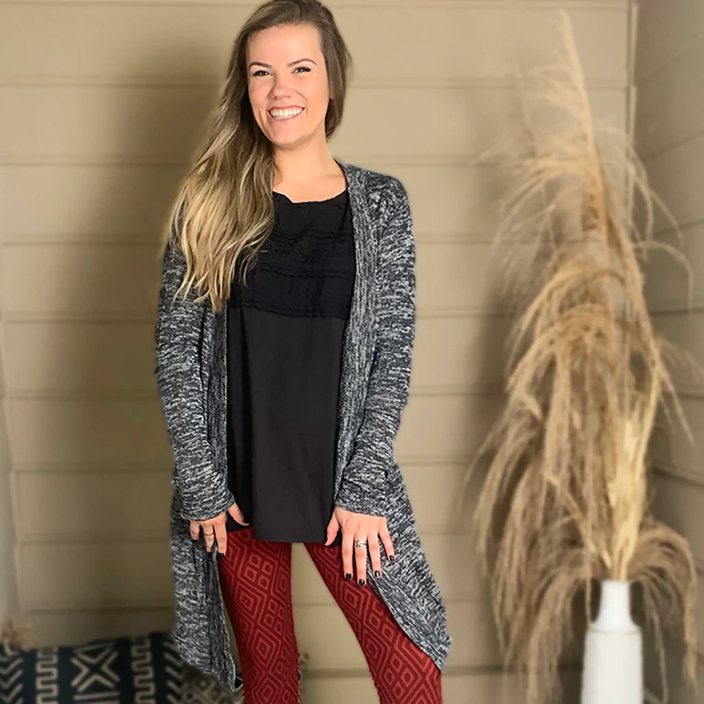 Heather Black Hi Lo Cardigan