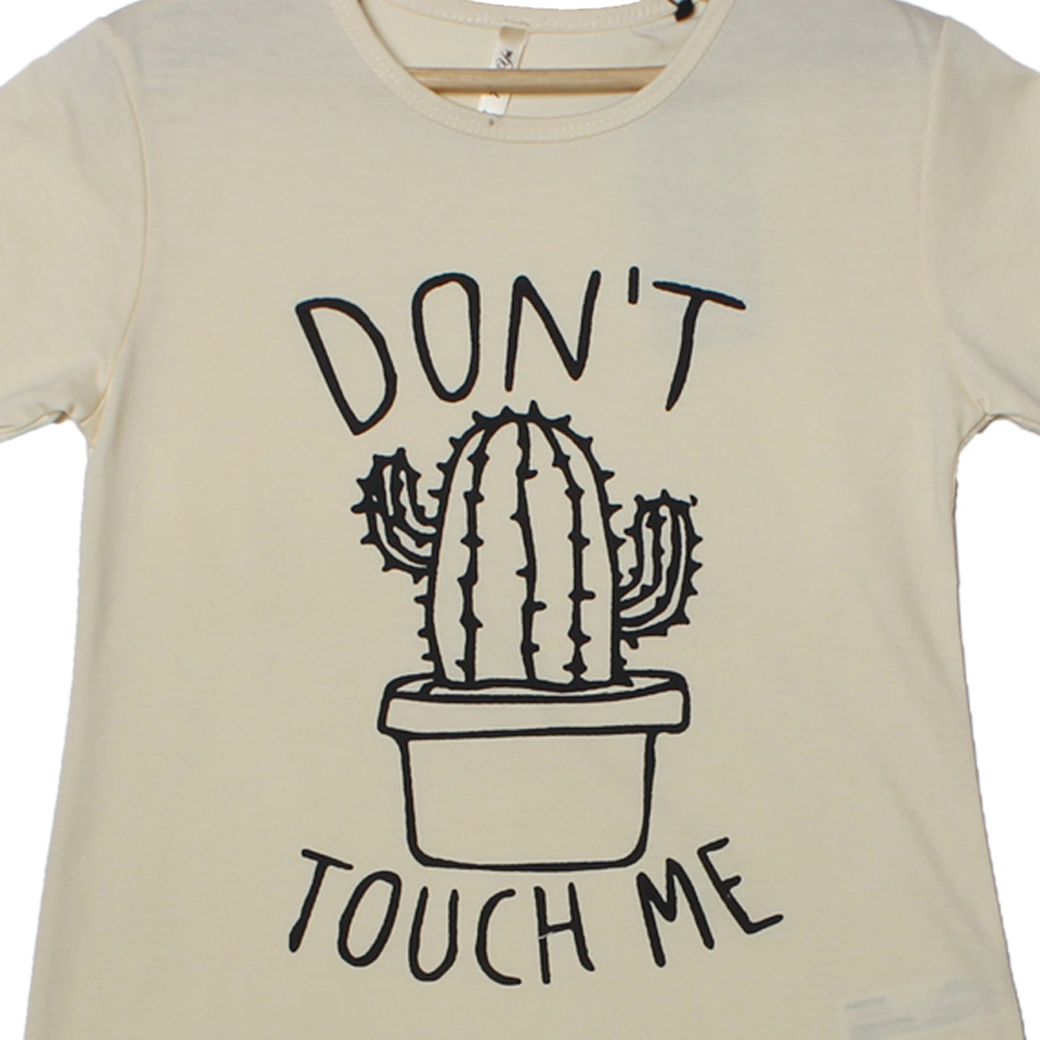 NEW CREAM DON'T TOUCH ME PRINTED HALF SLEEVES T-SHIRT