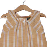 NEW LIGHT BROWN STRIPES SLEEVE LESS FROCK FOR GIRLS