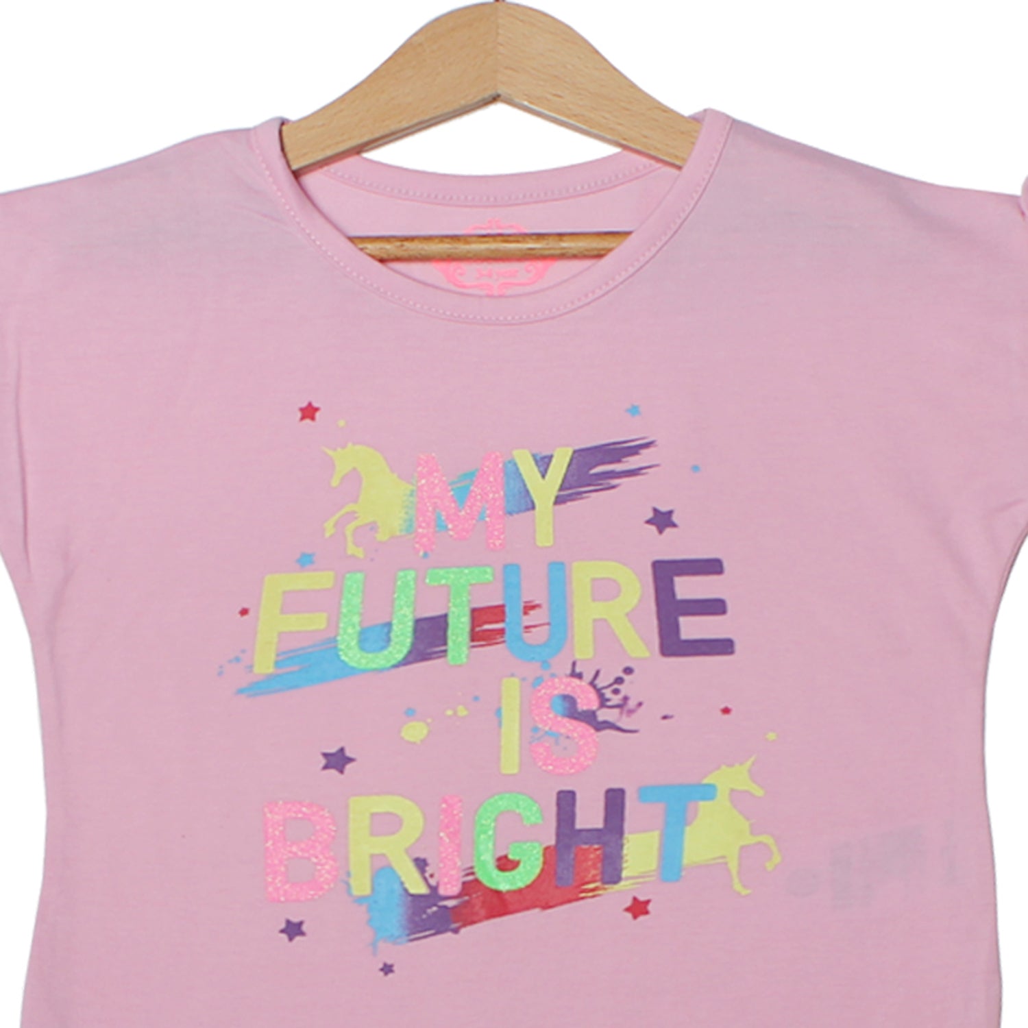 NEW PINK MY FUTURE IS BRIGHT PRINTED T-SHIRT TOP FOR GIRLS