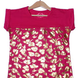 NEW BLUSH PINK WITH GOLDEN LEAVES PRINTED T-SHIRT TOP FOR GIRLS