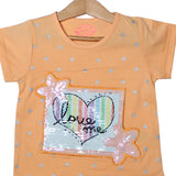 NEW ORANGE LOVE ME PATCH PRINTED T-SHIRT TOP FOR GIRLS