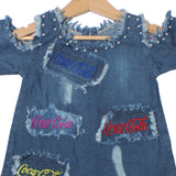 NEW BLUE PATCH & DAMAGE TOP FOR GIRLS
