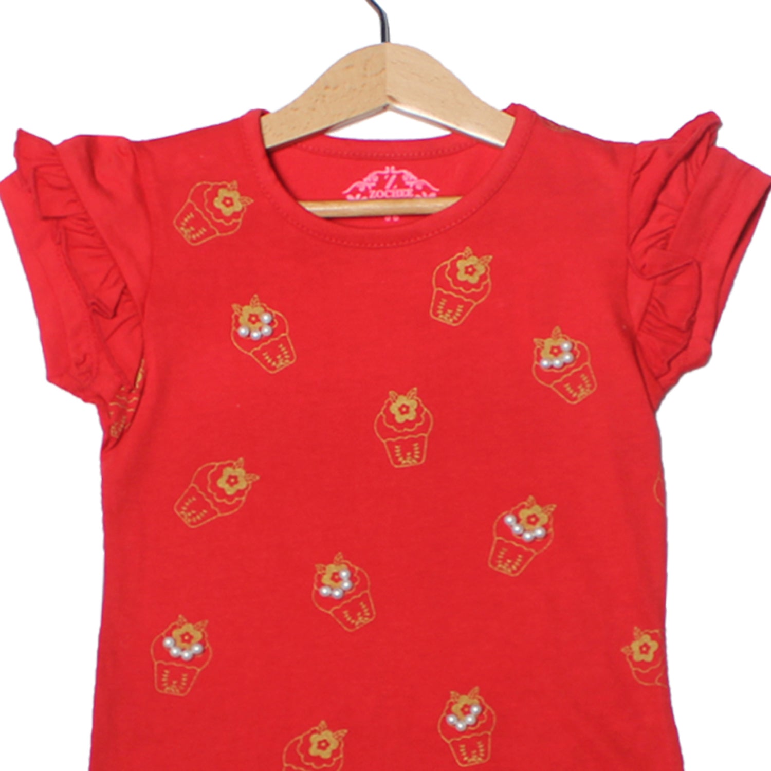 NEW RED MUFFINS PRINTED T-SHIRT TOP FOR GIRLS