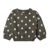Charcoal Grey Polka Dots Printed Sweatshirt for Girls