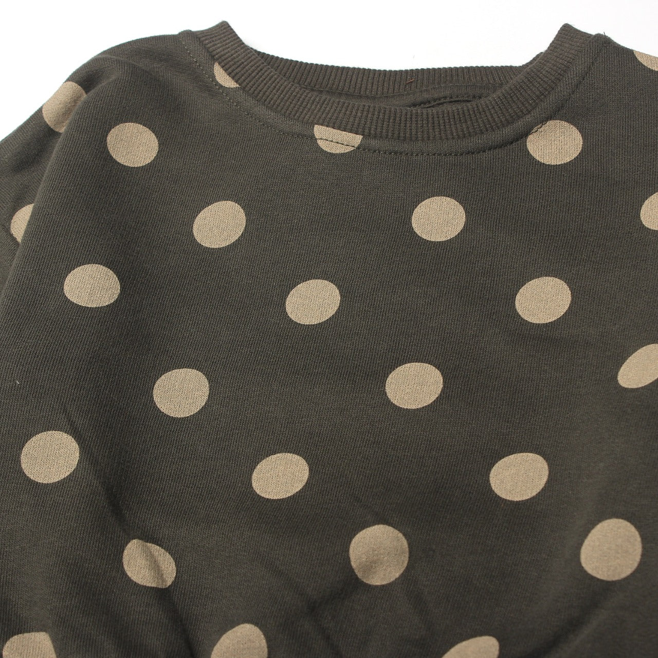 Charcoal Grey Polka Dots Printed Sweatshirt for Girls
