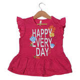 NEW PINK HAPPY EVERY DAY PRINTED T-SHIRT TOP FOR GIRLS