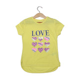 NEW YELLOW LOVE HEARTS PRINTED T-SHIRT TOP FOR GIRLS