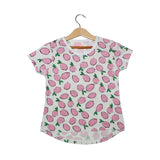 NEW WHITE WITH PINK LEMON PRINTED T-SHIRT TOP FOR GIRLS