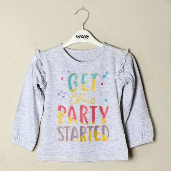 GET THIS PARTY STARTED GREY FULL SLEEVE GIRLS T-SHIRT
