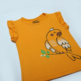 YELLOW PARROT PRINTED T-SHIRT FOR GIRLS