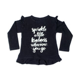 NAVY BLUE SPRINKLE A LITTLE KINDNESS PRINTED FULL SLEEVES T-SHIRTS TOP