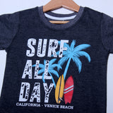 NEW CHARCOAL GREY SURF ALL DAY PRINTED T-SHIRT FOR BOYS