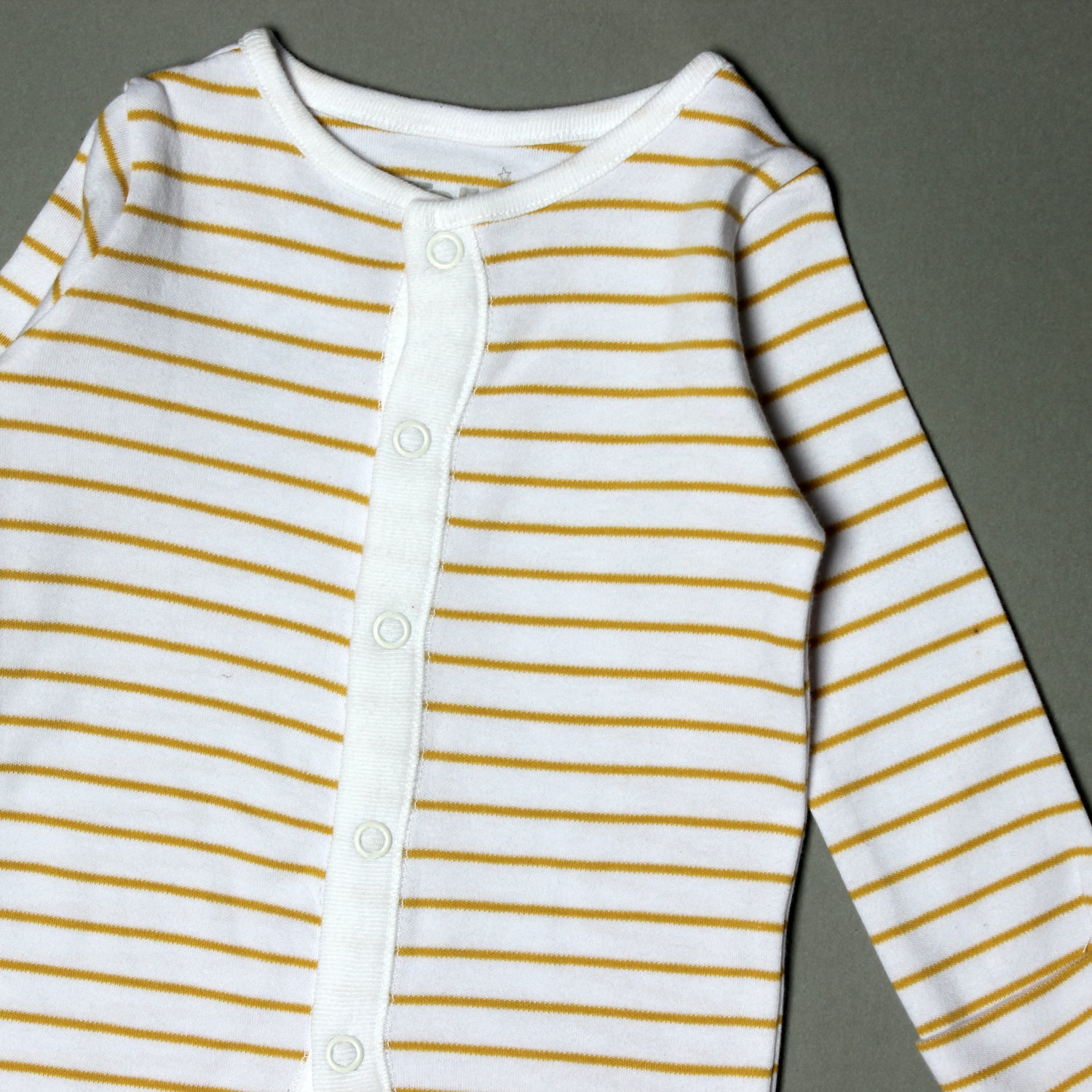 WHITE WITH YELLOW STRIPES FULL BODY FULL SLEEVES ROMPERS