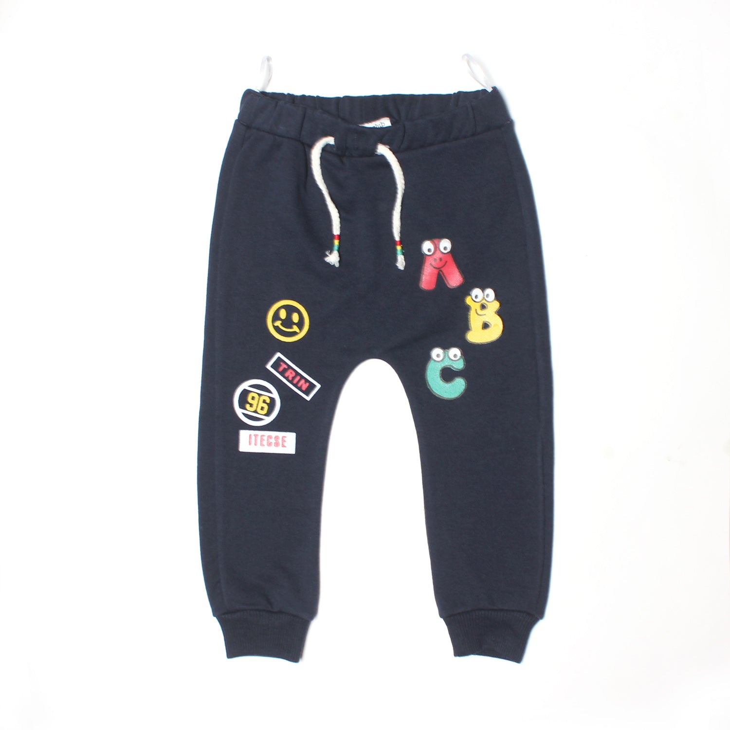 NEW NAVY BLUE ABC PRINTED JOGGER PANTS TROUSER