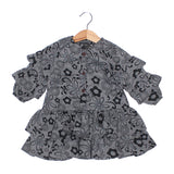 NEW GREY FLOWER PRINTED COTTON FULL SLEEVES FROCK