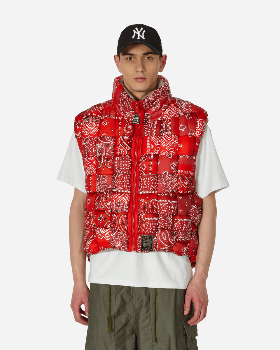 Bandana Print Nylon Keel-Weaving Vest Red