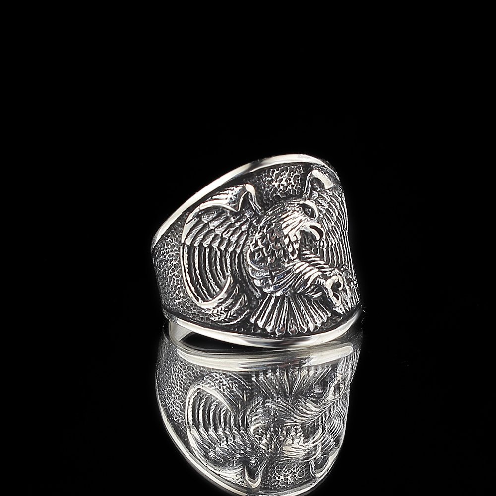 Eagle Style No Stone 925 Sterling Silver Turkish Handmade Mens Ring All Size us 