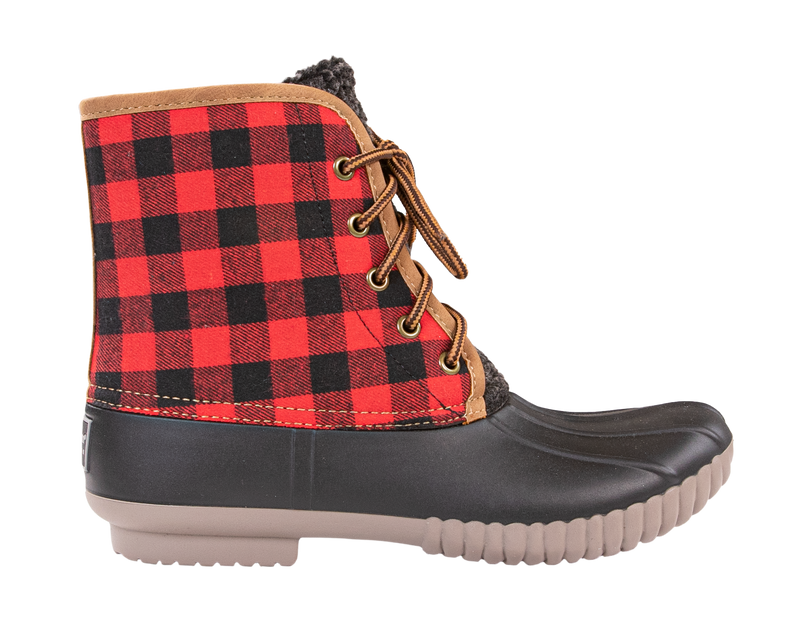 Simply Red Buffalo Plaid Lace Up Duck Boots – Best Boutique LLC
