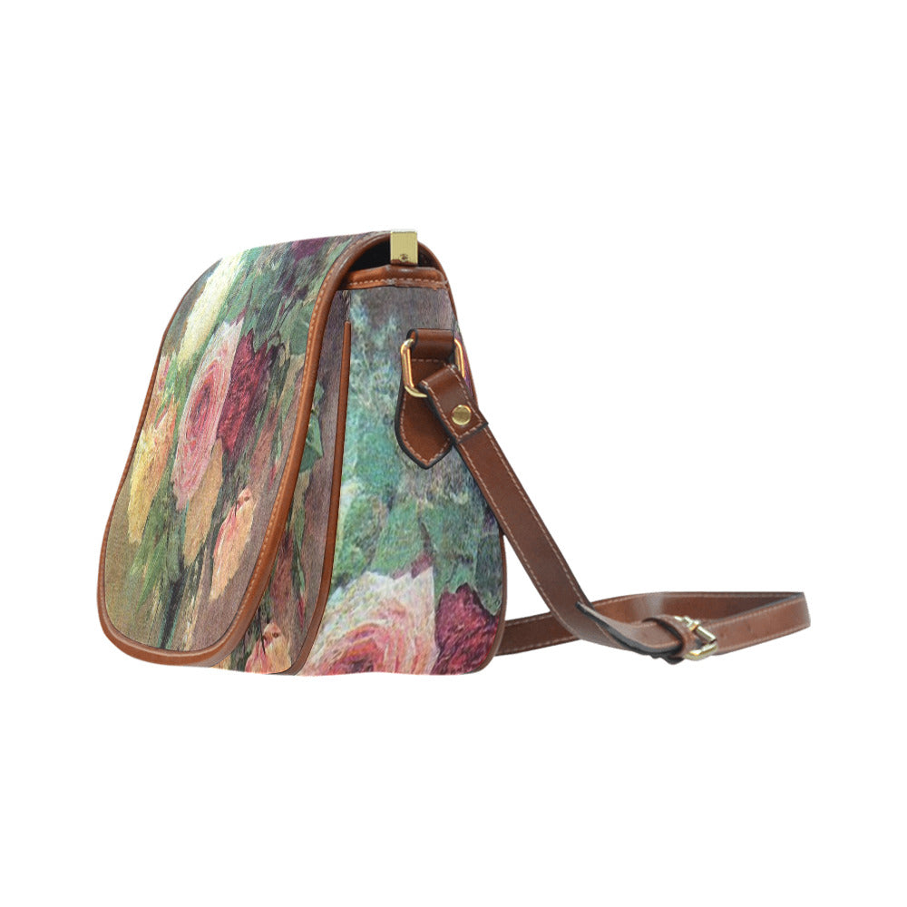 Vintage floral handbag, Design 29 Model 1695341 Saddle Bag/Large (Model 1649)