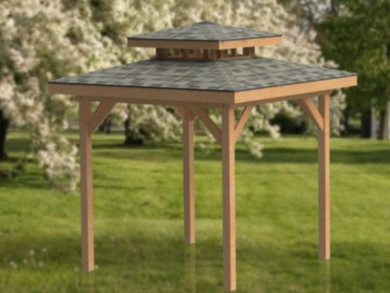 Double Hip Roof Gazebo Plans-Perfect for Hot Tubs - 10' x 10'