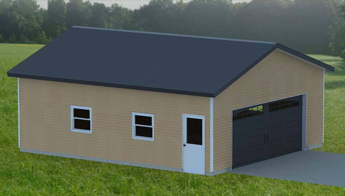 Double Garage Building Plans 001 - 24 x 28