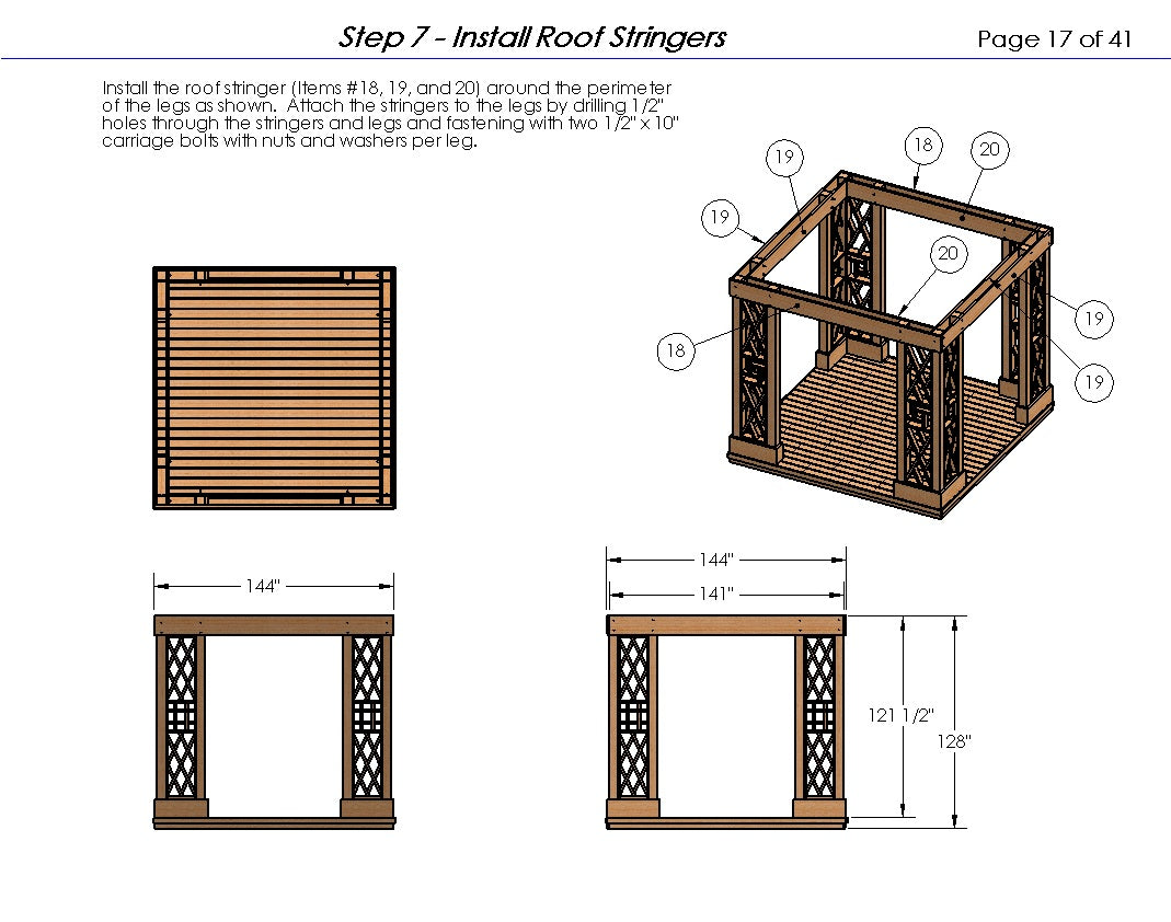 12'x12' Pagoda Style Garden Gazebo Building Plans - Downloadable