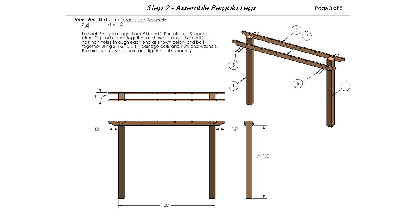 Arched Pergola Building Plans - 10' x 12'