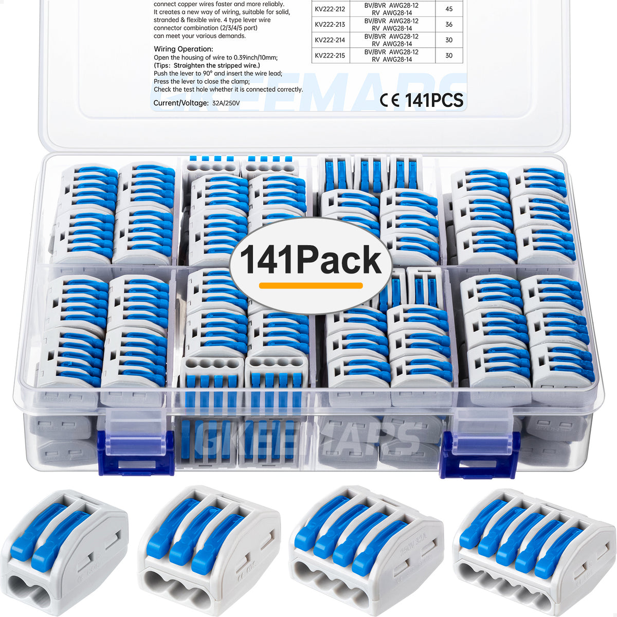 3 Port 5 Port for Quick Connection Electrical Wire Connectors 70Pcs Lever Wire Connector Nuts 4 Port Compact Splicing Wire Connector Assortment 2 Port 